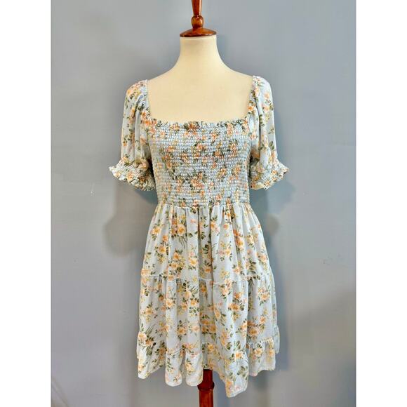 American Eagle Outfitters Dresses & Skirts - Graduation dress Floral Smocked Puff Sleeve Mini Size Large Cottagecore Boho